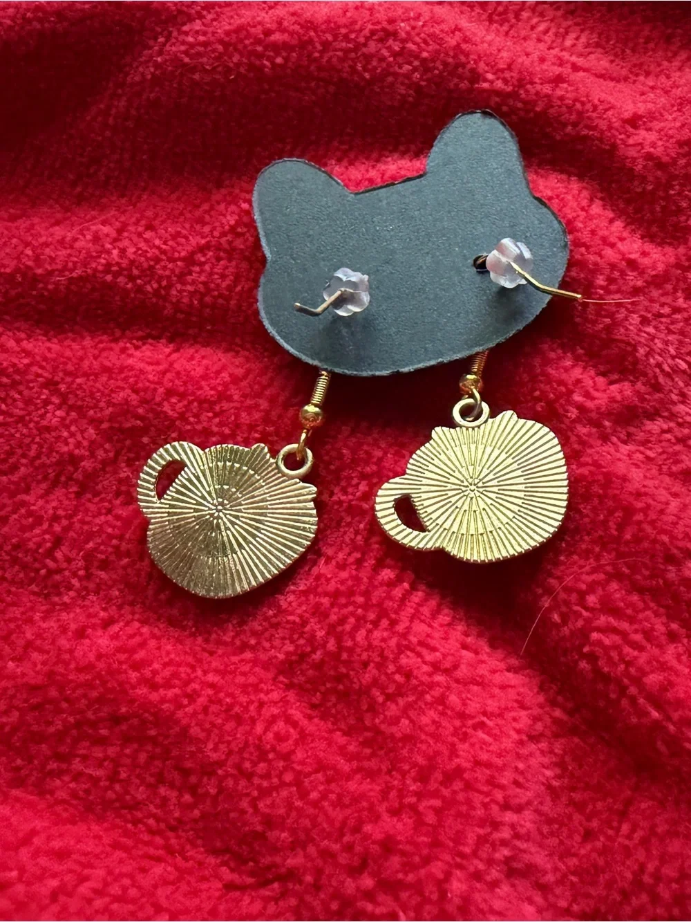Gold Cat-in-Cup Earrings CATS AND COFFEE